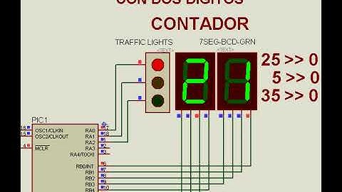 4b Semaforo de 3 colores con 2 digitos PICMICRO 16F84A