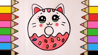 رسم دونات | رسومات سهله | رسم سهل How to draw acute kitten donut super easy ?????
