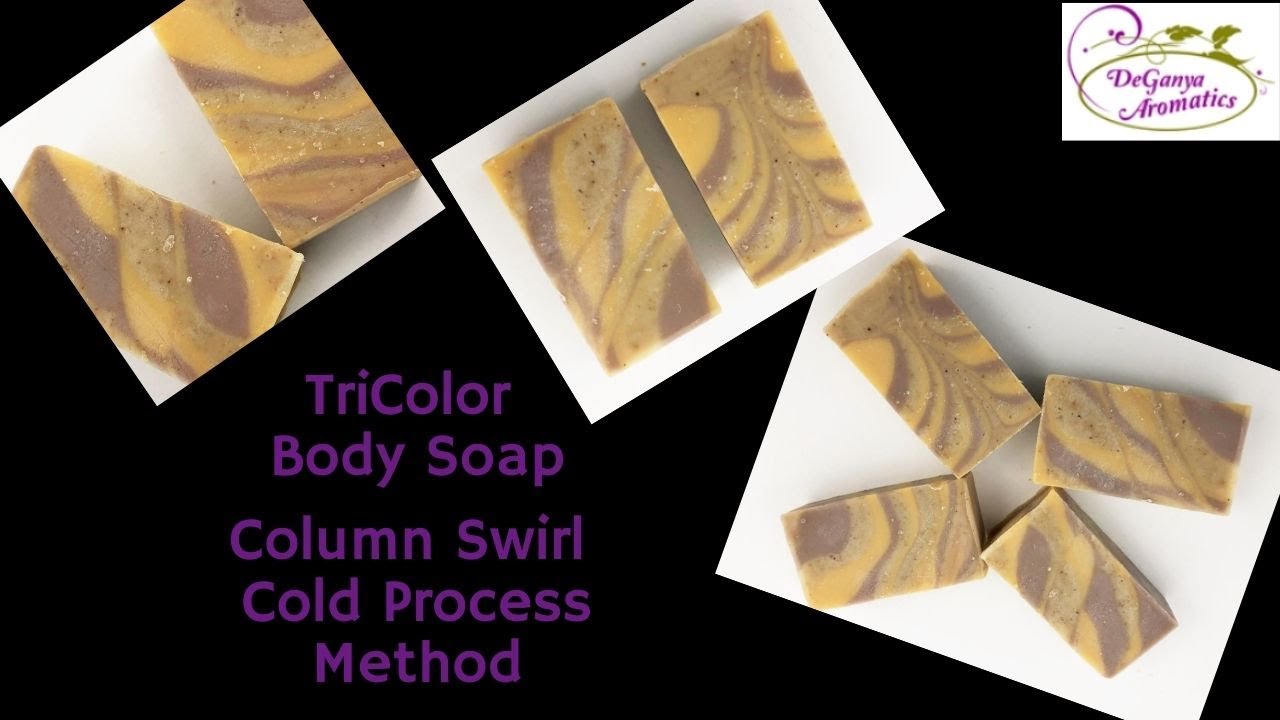 Tiger Swirl Soap -  TriColor Column Swirl - Cold Process Method