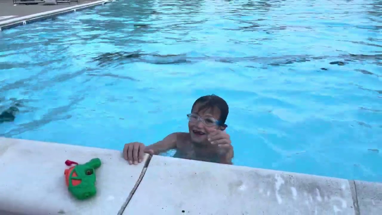 Swimming Practice - Underwater Toy Hunt in the Pool!
