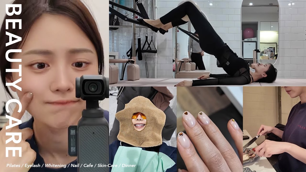 【美容vlog】月に1度の美容DAY👁️🫰🏽ピラティス / マツパ / ホワイトニング / ネイル / カフェ / スキンケア / ディナー