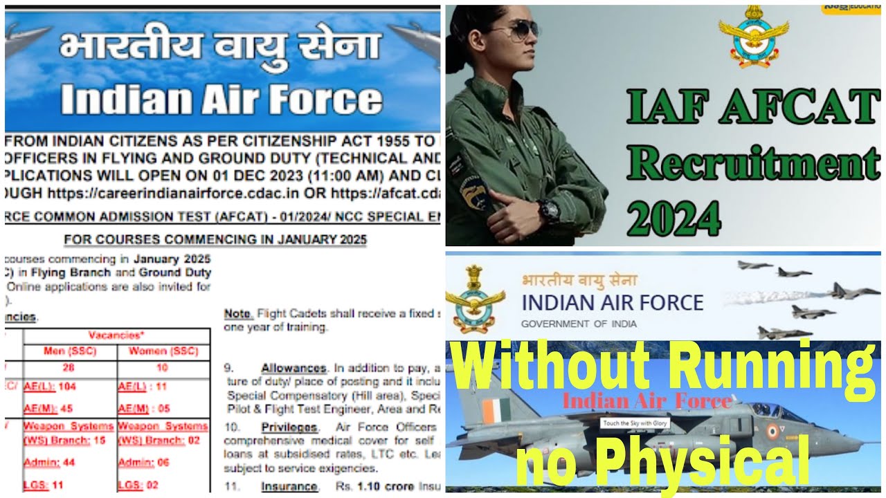 Airforce New vacancy | Airforce Recruitment 2023 | AFCAT Notification 01/2024 - Join Indian Airforce