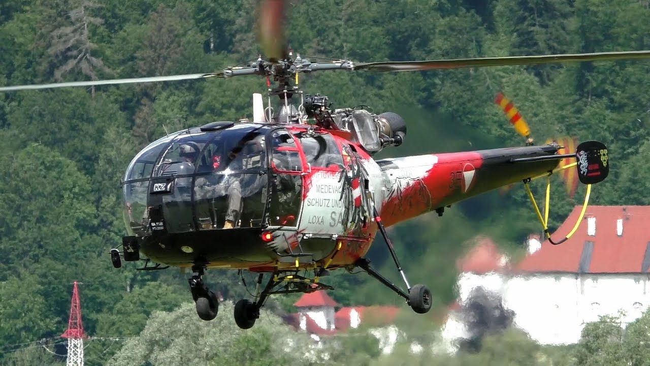 Fly-Out Alouette III | Austrian Air Force Alouette III 4 ship formation