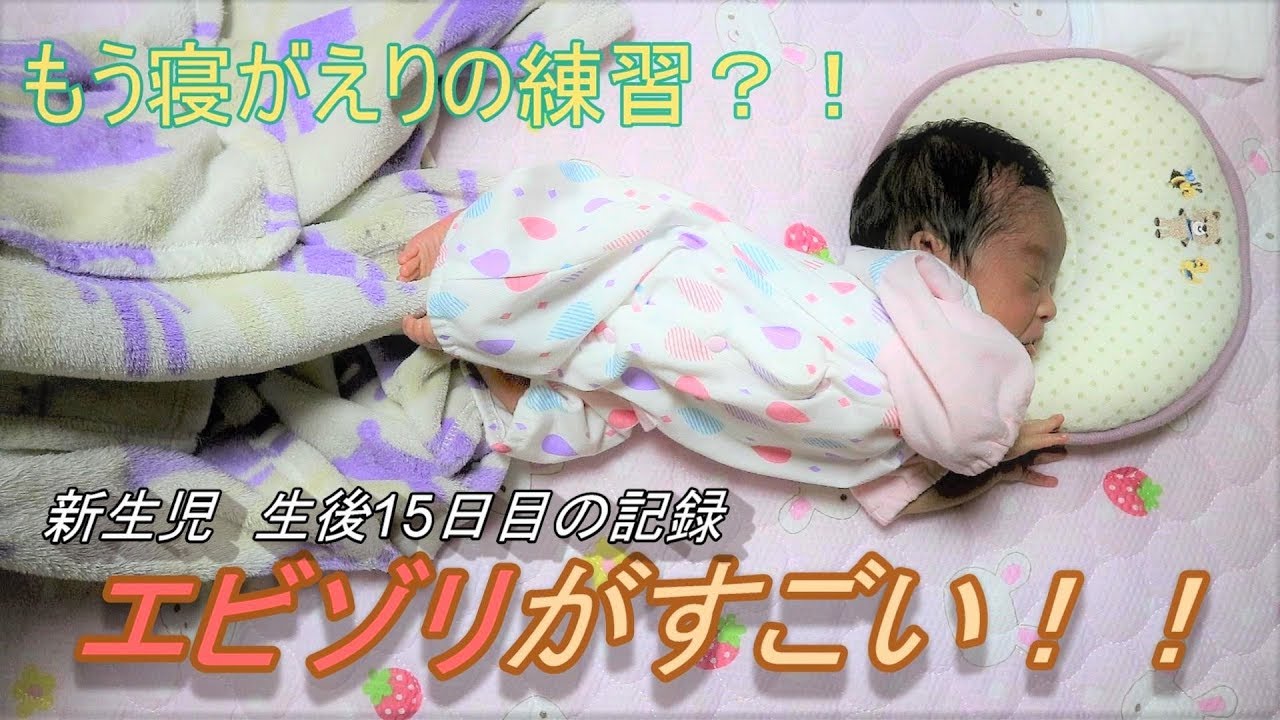 生後１５日目 新生児なのに赤ちゃんのエビゾリがすごい もう寝返り Even Though It Is A Newborn Baby The Shrimp Is Amazing Youtube