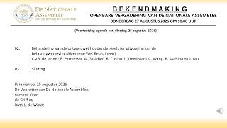 27 AUGUSTUS 2026 - OPENBARE VERGADERING VAN DE NATIONALE ASSEMBLEE
