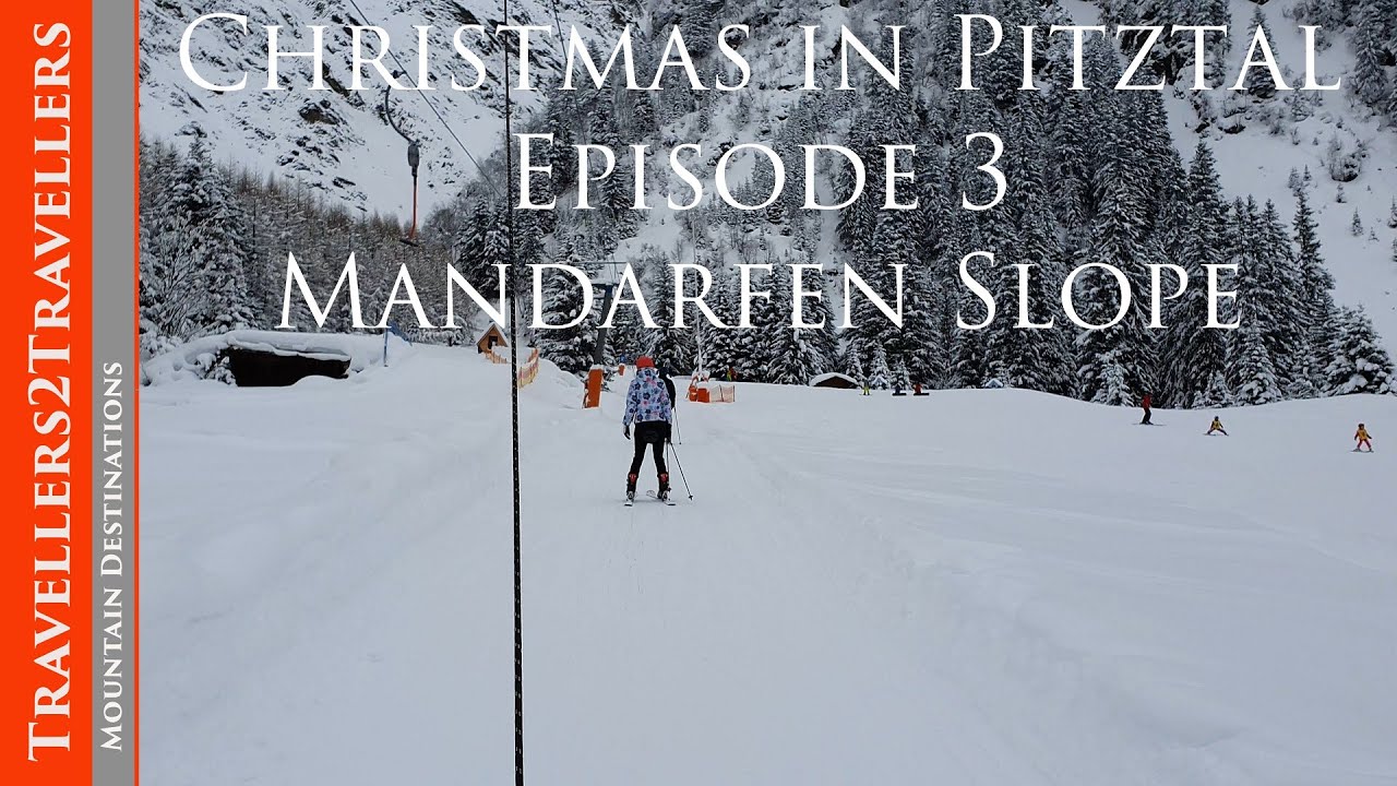 Skiing in Austrian Alps - Blue slope for beginners