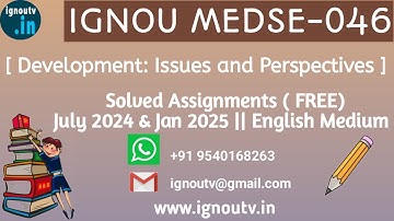 IGNOU MEDSE-046 Solved Assignment July 2024 & Jan 2025 [FREE] ||  PGDUPDL || IGNOU TV || IGNOU ||
