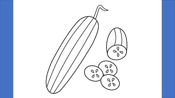 How To Draw A Cucumber | Easy Step by Step Vegetable Drawing for kids | HD 1080