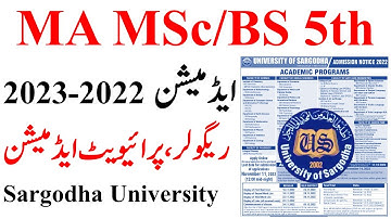 MA MSc & BS 5th Semester Admissions 2022-2023 UOS - Private & Regular | Sargodha University Official