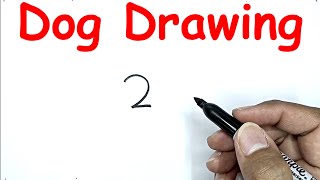 how to draw a dog easy with number 2 drawing with number