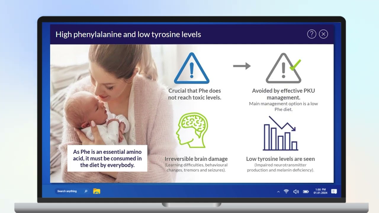 Youtube Video Snippet from Phenylketonuria course on Vitaflo VIA