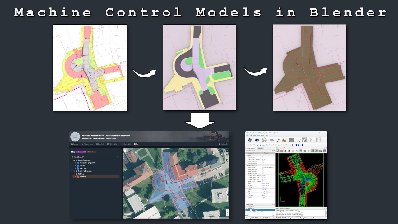 Complete Machine Control Modeling Workflow in Blender | LandXML, DXF ...