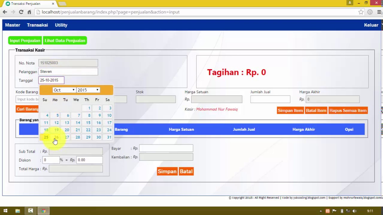 Source Code Aplikasi  Penjualan Barang Kasir  Simple POS 