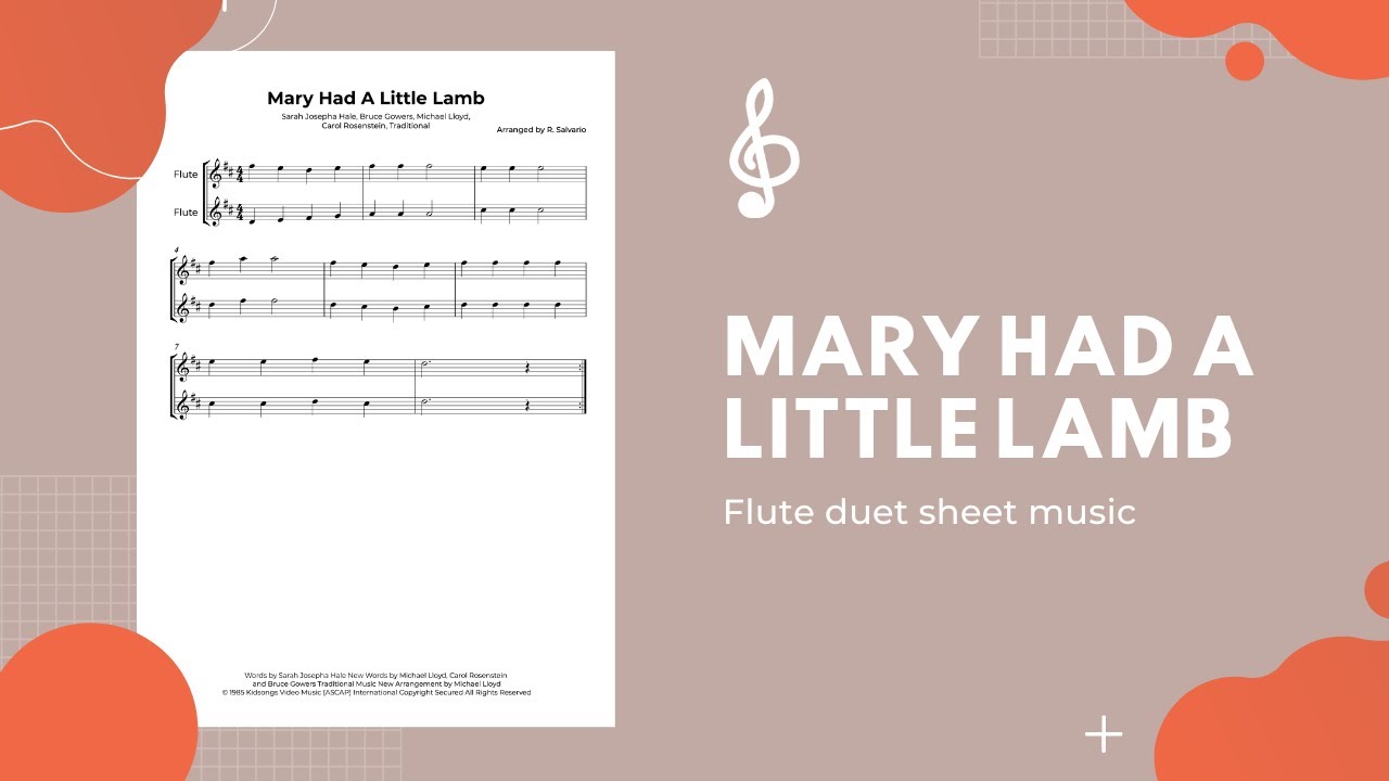 Mary Had A Little Lamb Flute Duet Sheet Music D Major YouTube