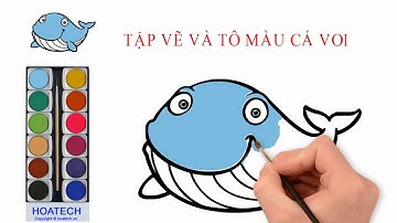 Tập vẽ và tô màu Cá Voi | How to Draw Whale Youtube Videos for Kids