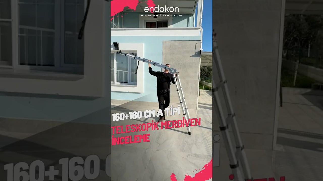 Endokon 160 cm. + 160 cm. Alüminyum Teleskopik Merdiven - Uzayan Merdiven