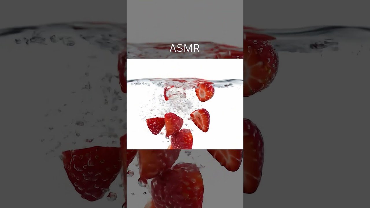 Ai ASMR. Strawberries falling in the water 