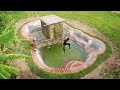 Build Swimming Pool Around Bamboo House In forest