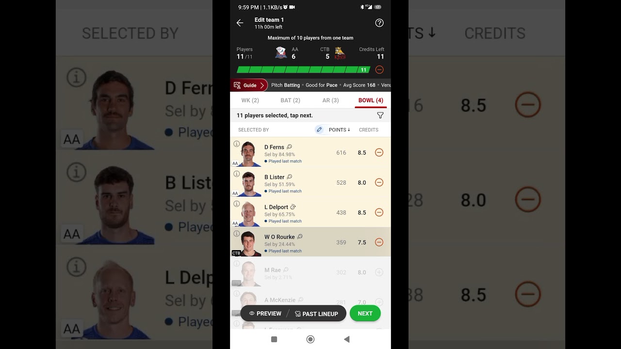 aa vs ctb dream11 team | cricket winning | short | shorts 