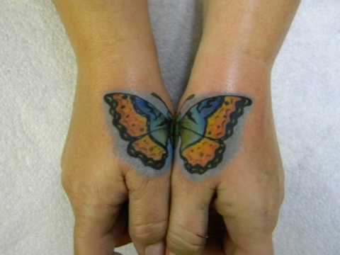 Hand Tattoo / Butterfly / Freehanded Cover Up - YouTube