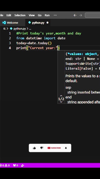 Python program to print today's year, month and day #python #shortsfeed ...