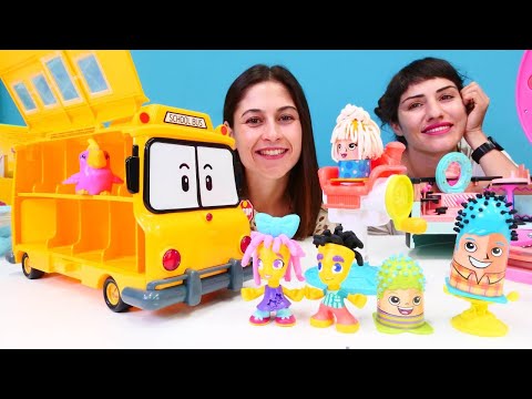 Hamur oyunları! Ayşe ve Ümit Play doh kuaför salonunda saç yapıyorlar!