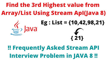 Java Program to Find the Third Highest from a List or an Array using Stream API || Java 8 FAQ !😲