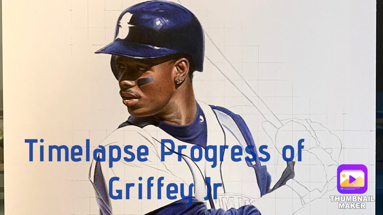 Progress on my Colored Pencil Drawing of Griffey Jr. 