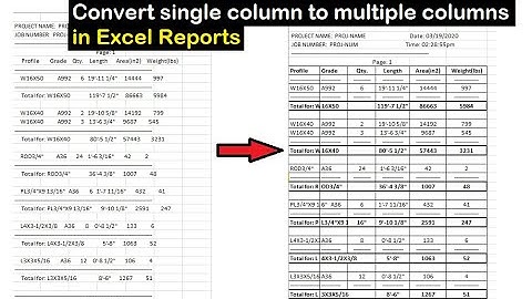 Tekla Structures Tutorial 2  Convert single column to multiple columns in Excel Reports