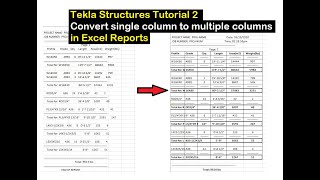 Tekla Structures Tutorial 2  Convert single column to multiple columns in Excel Reports