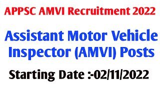 APPSC AMVI RECRUITMENT 2022 l Assistant Motor Vehicle Inspector (AMVI) Posts