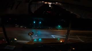 Narrow Roads At Night - Driver POV - 2004 Blue Bird International School Bus - DT466E/MD3060