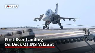 Carrier INS Vikrant Crosses Milestone With First Jet Landing On Deck