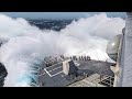 US Billion $ Warship Battles Monstrous Waves During Rough Weather at Sea