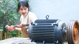 💡天才女孩修复烧毁的碎茶机电机，非标电机难度有点大！Genius girl repairs the burnt tea grinder moto| 林果儿