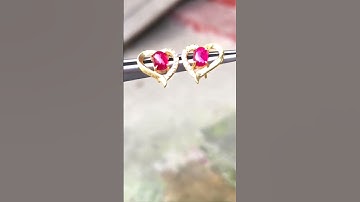 HV2353-2 | Bông tai nữ vàng 10k đá ruby tự nhiên Lục Yên - Giá 7.400k - 0924.526.888