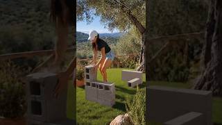 🪑#DIY Cement Block Garden Bench in Minutes #BudgetBuild #GardenIdeas