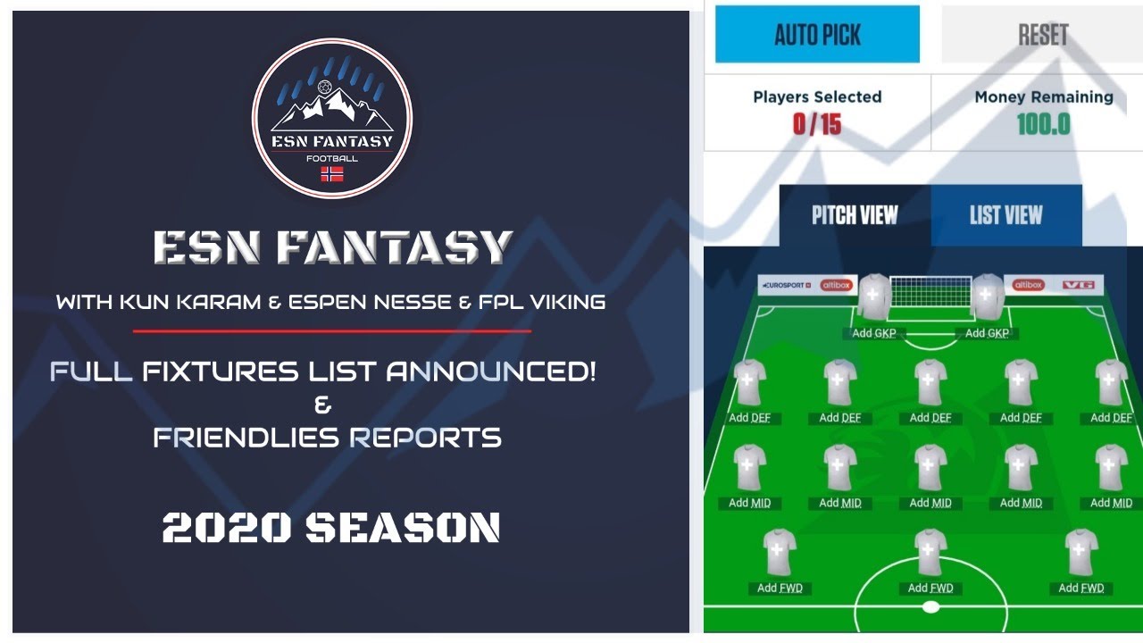 Eliteserien Fantasy 2020 - Episode 5: Friendlies Reports & Full Fixtures List announced