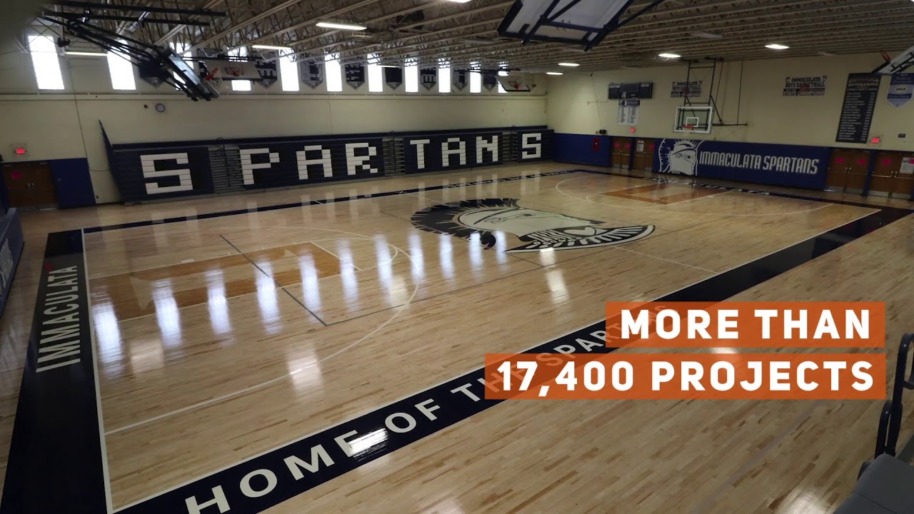 Gym Flooring Complete Sanding and Refinishing (Time Lapse) J&J Gym