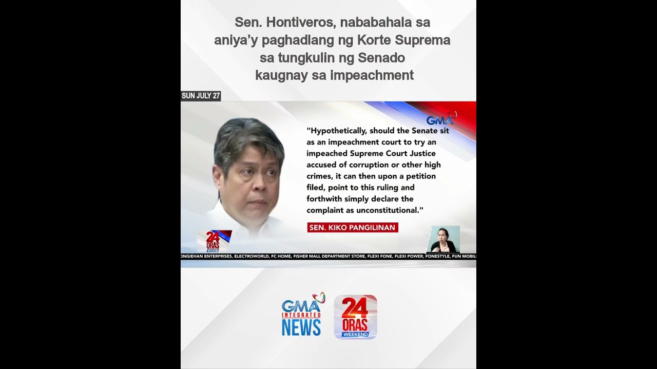 Sen Hontiveros Nababahala Sa Aniya Y Paghadlang Ng Korte Suprema 24 Oras Weekend