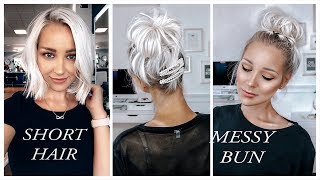 HOW TO HUGE MESSY BUN WITH SUPER SHORT THIN FINE HAIR | #thinhairandidontcare