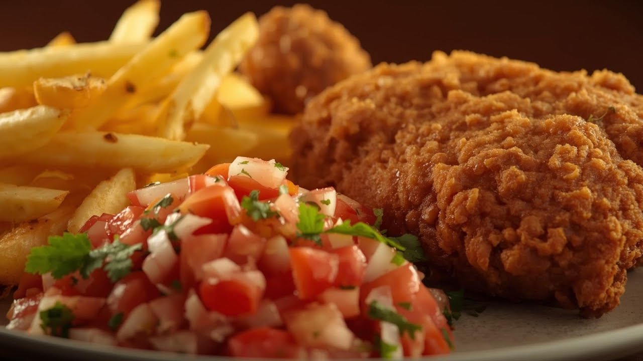 Fries and chicken for dinner 😋