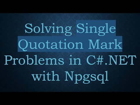 Solving Single Quotation