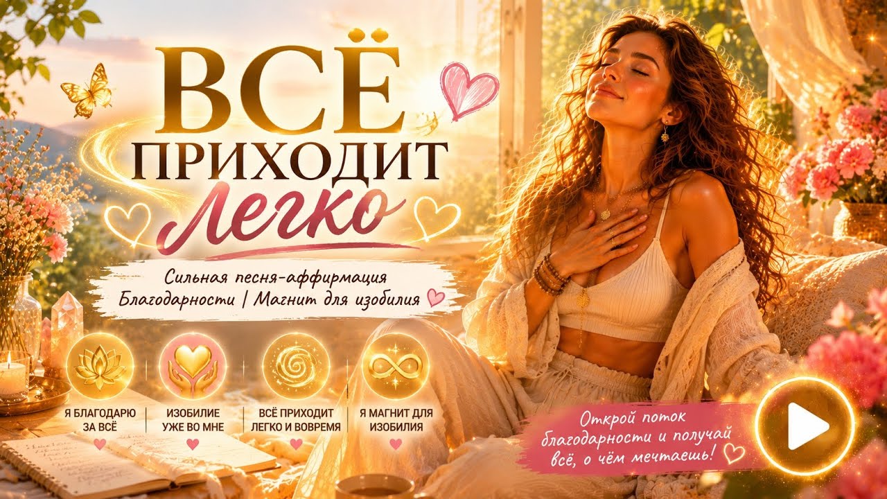 ВСЁ ПРИХОДИТ ЛЕГКО ✨ Сильная песня-аффирмация Благодарности | Магнит для изобилия