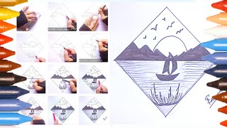 Scenary Drawing | How to draw a beautiful sceneary | Art