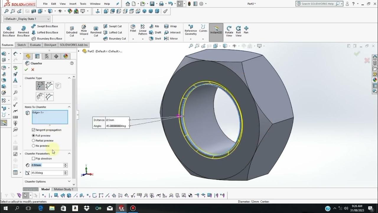 How to draw a Nut in Solidworks YouTube