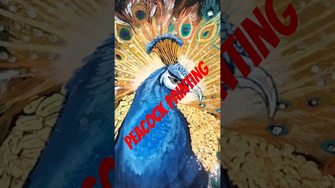 Easy golden peacock painting for beginners