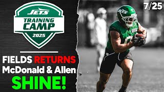 Fields RETURNS  |  Will McDonald STUD  |  Braelon Allen SHINES! - Jets Training Camp
