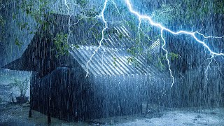 Defeat Insomnia to Sleep Instantly 😴 Thunderstorm, Hard Rain on Metal Roof & Mighty Thunder at Night