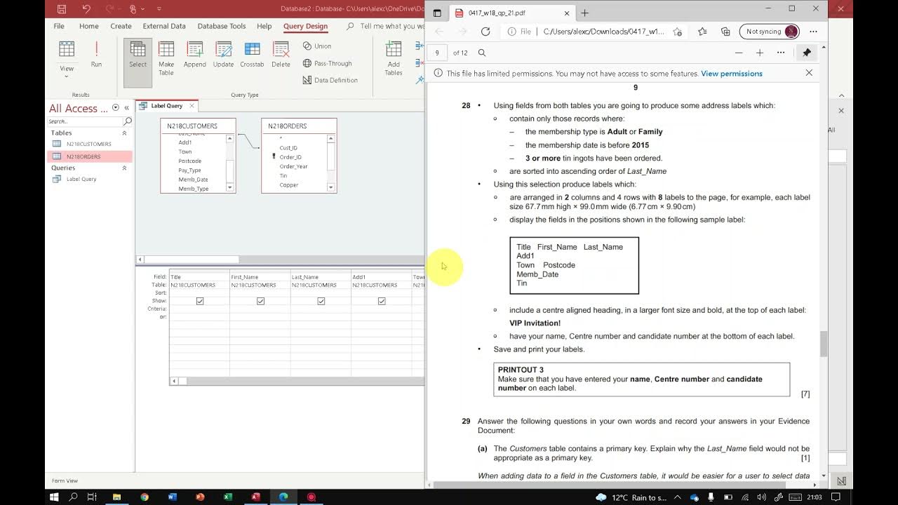 Labels in Access YouTube